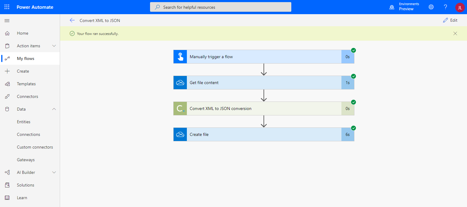 powershell convert xml to json